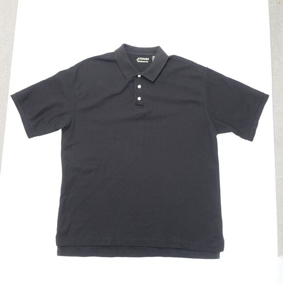 St. John’s Bay Polo Shirt Men Size Large Black Short Sleeve Collared 100% Cotton - Picture 1 of 5
